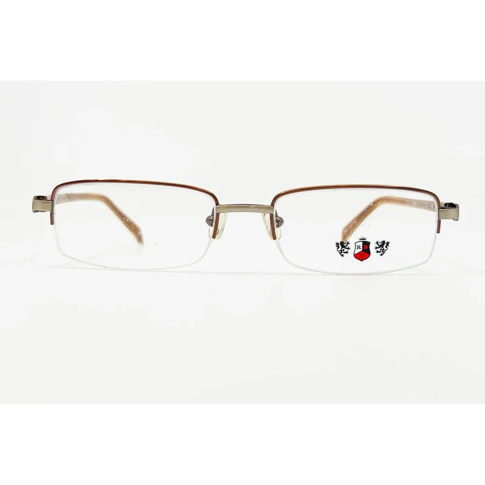 Rebelde Eyeglasses Men Brown New Semi Rimless Rectangle 52-18-140
